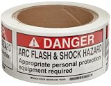 Brady 101518 2 Height, 4 Width, B-302 High Performance Polyester, Black And Red On White Color Arc Flash And Shock Label (100 Per Roll)