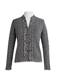 Mandarin fringe trimmed zip jacket