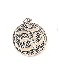 925 Sterling Silver Om Aum front and Flower of Life Pattern on Back Charm