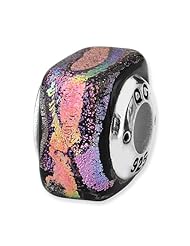 Sterling Silver Reflections Purple Square Dichroic Glass Bead