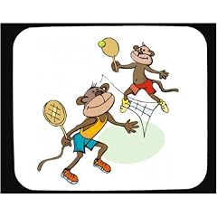 Mauspad mit der Grafik: spielen, Schl�ger, Tennis, Tier, Affe, Sport