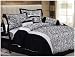 Queen Size Imperial 7 Piece Black / White Zebra Style Comforter Set