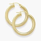 1 Inch Traditional Yellow Thick Gold Hoop Earrings