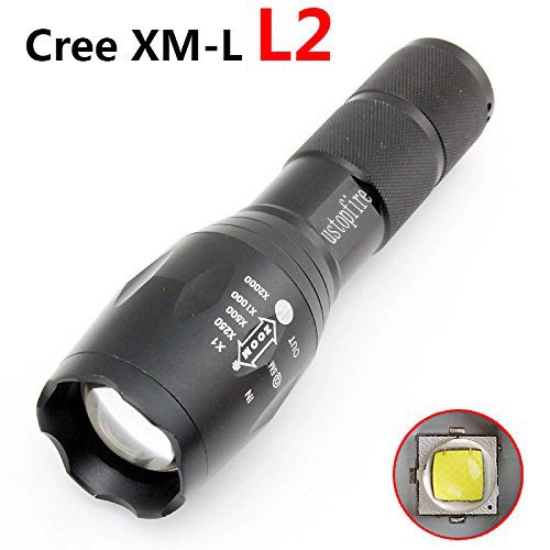 ustopfire A100 High Powered Handheld Flashlight,CREE XM-L2 1000LM Portable LED Tactical Flashlight,Adjustable Focus Tac Light, Water Resistant Torch for Camping, Hiking