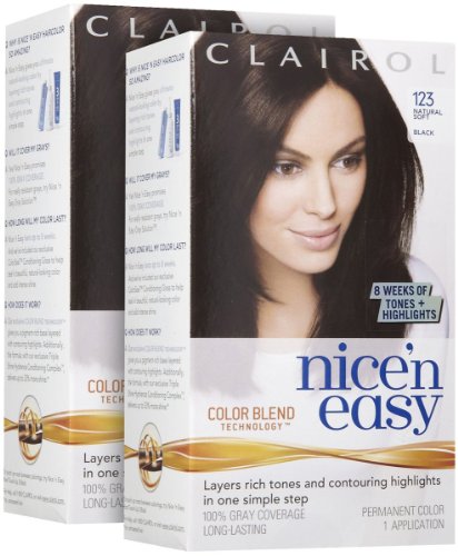 Clairol Nice N Easy, Permanent Hair Color, Soft Black #123 - Kit (Haarfarbe) Preisvergleich