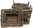 Country Rattan Rectangle Laundry Baskets Set / 3 L-25" x 20" x 15.5"