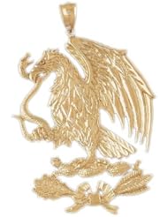 Dazzlers Solid 14k Gold Flying Eagle Eating Snake Charm Pendant Available in three colors from jewelsberry (weights: 35.8 grams only)