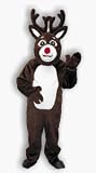 Deluxe Christmas Reindeer Suit with Mascot Head Adult Costume Size 46 Medium