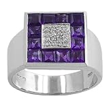 1.75 Cttw Amethyst & 0.10 Ct Diamond 14 Karat White Gold Ring Size 7