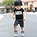 Little Boys Short Sleeve Letters Print T-shirt and Striped Shorts Outfit