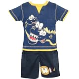 from Pixie Togs Babywear Baby Boys Grinning Dinosaur Motif Layered T Shirt & Shorts 2 Piece Set (6-12 Months) (Blue)
