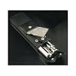 Cigar Cutter, Flask, Cigar Holder, Stainless Steel & Black Leather Case, Tarnish Proof