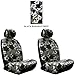 Black Charcoal Hawaiian Hawaii Aloha Print with White Hibiscus Flowers Wild Series 2PC Car Truck SUV Auto Head Rest Covers with Front Seat Low Back Bucket Seat Covers - Pair