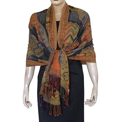 Jacquard Design Paisley Weaving Shawl Stoles in Wool