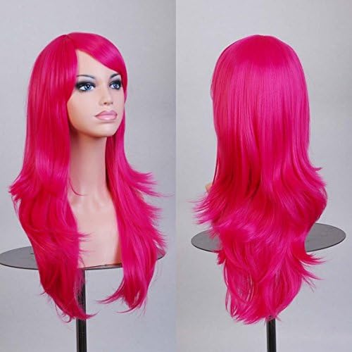 Womens/Ladies 70cm Rose Color Long CURLY Cosplay/Costume/Anime/Party/Bangs Full Sexy Wig (70cm,Curly,Rose)