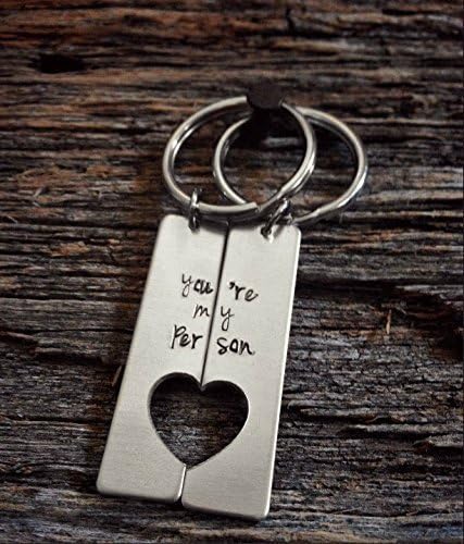 Personalized Keychain Set Hand Stamped You're My Person
