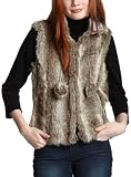Coffeeshop Outerwear Junior's Faux Fur Vest,Silver,Medium