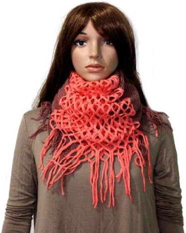 Sannysis 1PC Fresh Simple Knitting Scarf Winter Warm hollow out Tassels Shawl Scarfs For Girls (Orange)