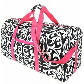 Damask Hot Pink 21 Inch Duffel Bag by