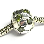Sterling Silver Round Football Soccer Cz Bead For European Charm Bracelets