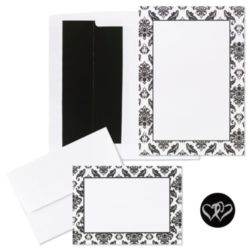 Hortense B. Hewitt Wedding Accessories Print Yourself Invitation Kit, Damask Border, Pack of 50