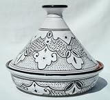 Le Souk Ceramique Cookable Tagine, Black and White Sabrine Design