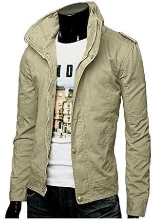 New Touching Fashion Men's Slim Casual Coat Beige Jacket Outwear M-XXXL