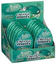 Aura Clip'n'go Sugar Free Spearmint Mints, 0.23-Ounce Units (Pack of 12)