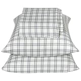 Home Grey Plaid Flannel Sheet Set - King