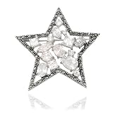 Sterling Silver Marcasite Cubic Zirconia Large Star Pin