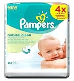 自然のきれいな赤ちゃんは256ワイプ4X64Packsワイプパンパース (Pampers) (x6) - Pampers Natural Clean Baby Wipes 4x64Packs 256 