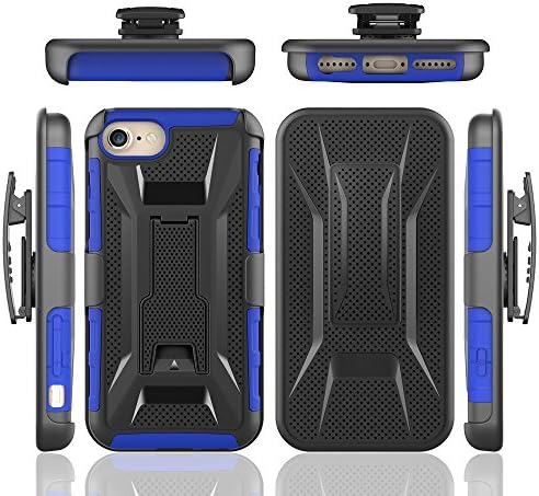 iphone6 plus iphone7 plus case，LEEYO 3 in 1 Shockproof Dust/Dirt Proof Tanks Supper Case for iphone 6 plus iphone 7 plus (iphone6/7 plus black blue)