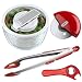 Zyliss Smart Touch Salad Spinner 4-6 Servings (WHITE) + Zyliss Cook-n-Serve Tongs (RED) + Zyliss 5-W
