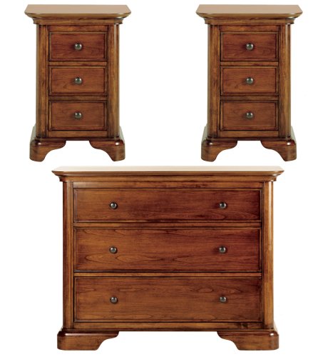 Gresham 2 Bedside Chests & 3 Drawer Wide Chest