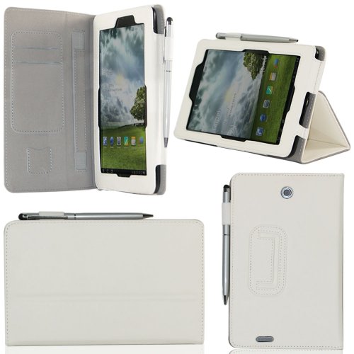 IVSO® ASUS FonePad ME371MG 7-Inch Slim-BOOK PU Leather Stand Cover Case (For FonePad ME371MG 7-Inch, White)