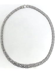 White Gold Graduated Byzantine Necklace 17"