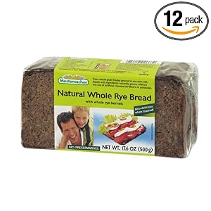 Mestemacher Natural Whole Rye Bread, 17.6--Ounce Packages (Pack of 12) by Mestemacher