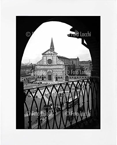 Archivio Foto Locchi Florence Fine Art Print on Mat Board 40 x 50 cm (15.7x19.7 inch) Image of Florence's Santa Maria Novella Piazza in the 50s