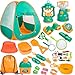 Meland Kids Camping Set with Tent - Toddler Toys for Boys with Campfire, Camping Toys for Kids Indoor Outdoor Pretend Play, Gift Idea for Boys Age 3,4,5,6 Year Old Birthday Christmas (Green)