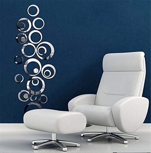 ColorfulHall Mirror Silver Creative Rounds Circle Round Dot Wall Clock Mirror Wall Clock Fashion Modern Design Removable DIY Acrylic 3d Mirror Wall Decal Wall Sticker Decoration