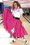 Complete 7-Piece Adult Pink & White Poodle Skirt Outfit - LG