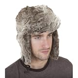 Mens Brown Faux Fur Thermal Trapper/Ski Hat with Fastener