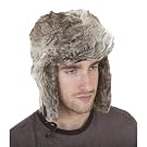Mens Brown Faux Fur Thermal Trapper/Ski Hat with Fastener