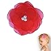 Pearl Poppy flower hair clip - Girl Wispy Clippy - best no slip barrette for fine hair(GC7-Red)