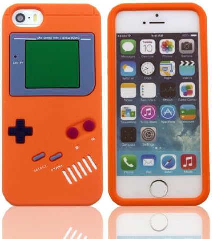LETOiNG-5GJ#03 Silicone Gameboy Design Case / Skin / Cover for iPhone 5/5S-Orange Color