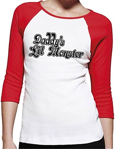 Ibagstyle Women Harley Quinn Daddy's Lil Monster 3/7 Sleeve Baseball Shirt