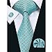 Hi-Tie Mens Stylish Polka Dots Silk Tie Hanky Cufflinks set