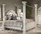Monte Carlo II Silver Pearl King Poster Bed w/Canopy (4 pc) - Aico N53015R-03K