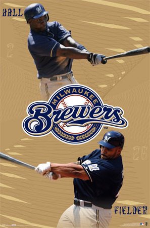 Milwaukee Brewers Poster Fielder Hall 22x34 Poster Print, 22x34