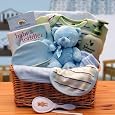 Discounts Gift Baskets Associates Deluxe Organic New Baby Gift Basket - Blue